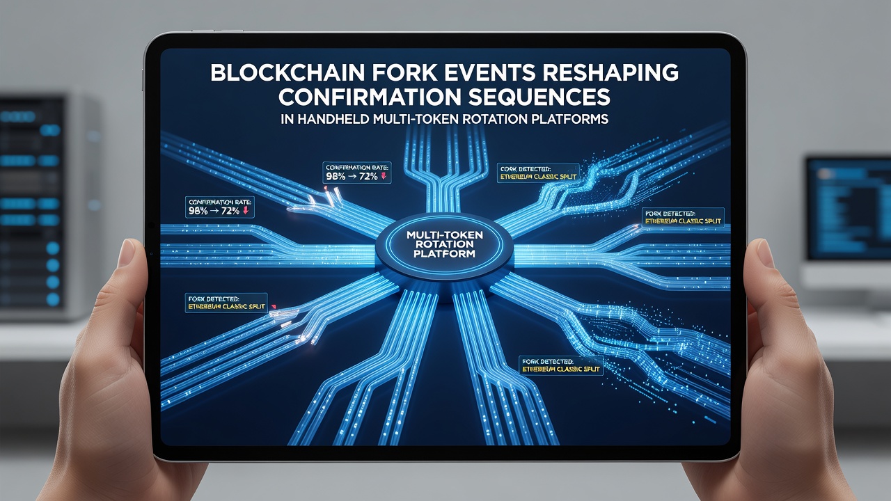 Mobile Ansicht einer Multi-Token-Plattform während eines Fork-Ereignisses mit Bestätigungsstatus