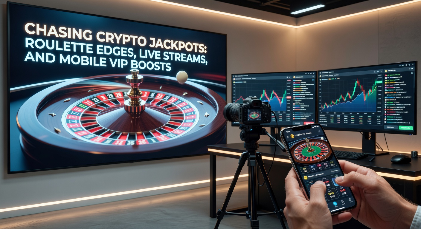 Live-Stream-Szene mit Roulette-Dealern, Chat-Overlay und explodierendem Crypto-Jackpot