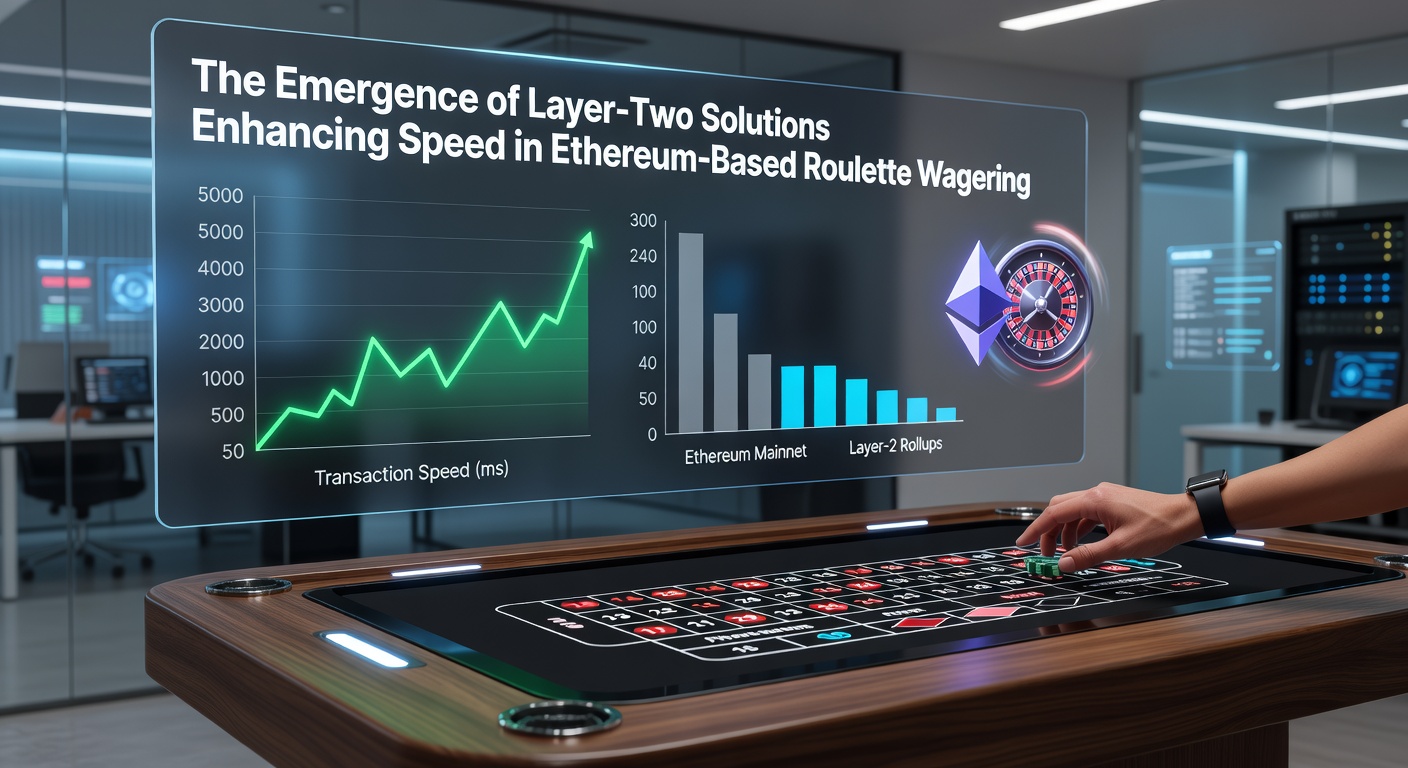 Roulette-Tisch mit integrierten Ethereum-Layer-Two-Transaktionen und visueller Darstellung schneller Bestätigungen